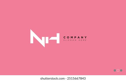 Letras del alfabeto de NH Iniciales Logotipo del monograma HN, N y H