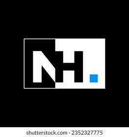 NH company name initial letters icon with black and blue colors.