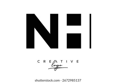 Logotipo de NH Creative Minimalist Negative Space Latter con monograma moderno para marca y logotipo de marca comercial con letras iniciales Diseño de logotipo para marca.