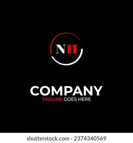 NH creative modern letters logo design template