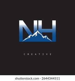 NH Creative Mountain Logo Bold Gradient Letter mark Branding Design for Business Outdoor Brands