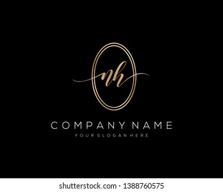 NH handwriting initial  logo vector