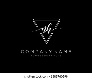 NH handwriting initial  logo vector
