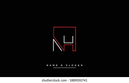 NH ,HN Abstract Letters Logo Monogram