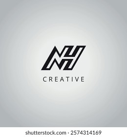 NH HN Modern Creative Minimal Business Letter Logo Design Vector Icon Symbol.
