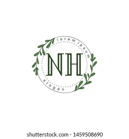 NH Initial beauty floral logo template