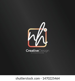 NH initial handwriting with color logo icon template vector.