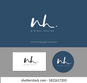 NH Initial handwriting or handwritten logo for identity. Logo with signature and hand drawn style.