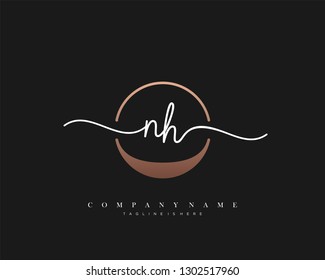NH initial handwriting logo template vector