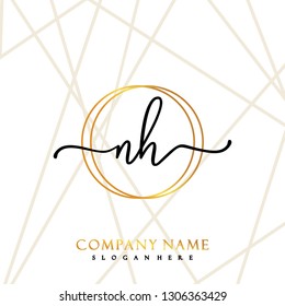 NH Initial Handwriting logo template vector