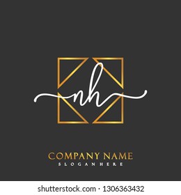 NH Initial Handwriting logo template vector
