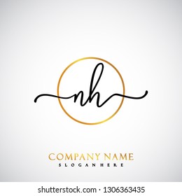 NH Initial Handwriting logo template vector