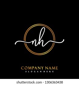 NH Initial Handwriting logo template vector