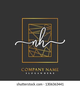 NH Initial Handwriting logo template vector