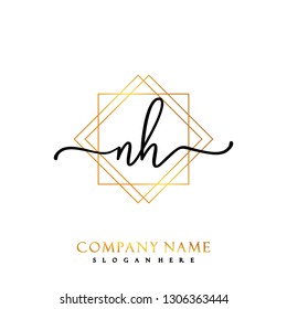 NH Initial Handwriting logo template vector
