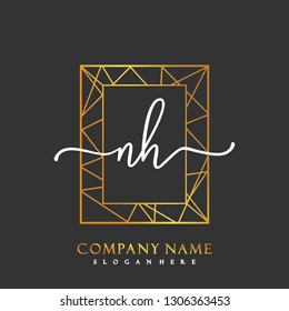NH Initial Handwriting logo template vector