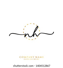 NH Initial handwriting logo template