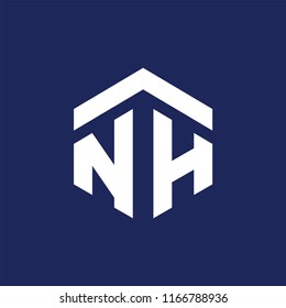 NH Initial letter hexagonal logo vector