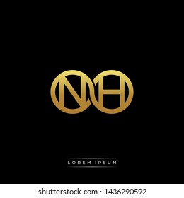 NH initial letter linked circle capital monogram logo modern template