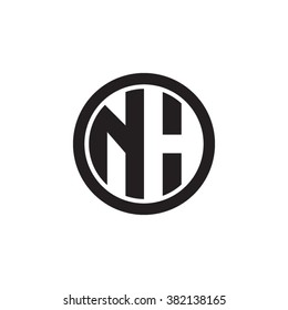 NH initial letters circle monogram logo