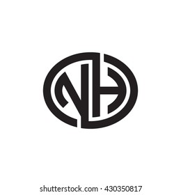 NH initial letters looping linked ellipse monogram logo