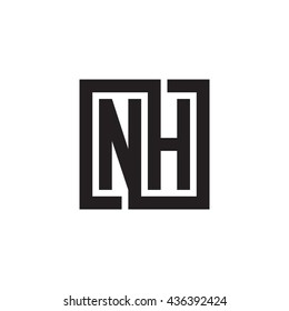 NH initial letters looping linked square monogram logo