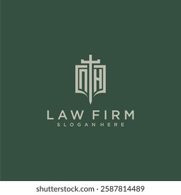 NH initial monogram for law firm with sword and shield logo image