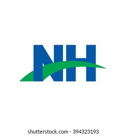 NH initial overlapping swoosh letter logo blue green