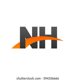 NH initial overlapping swoosh letter logo black orange