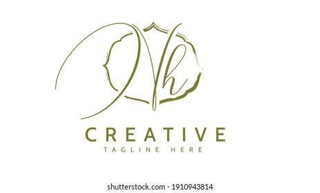 NH Initials, handwriting logo vector