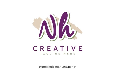 NH Initials, handwriting logo vector