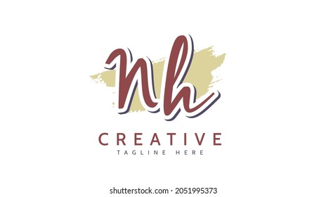 Nh Initials, handwriting logo vector