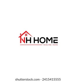 NH initials homes modern building company logo vector