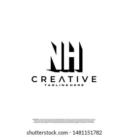NH Letter Initial Logo Design in shadow shape design concept