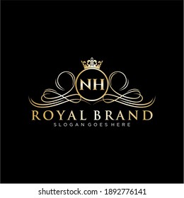 NH Letter Initial Luxurious Brand Logo Template.