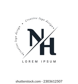 NH Letter Logo Design with a Creative Cut. Creative logo design