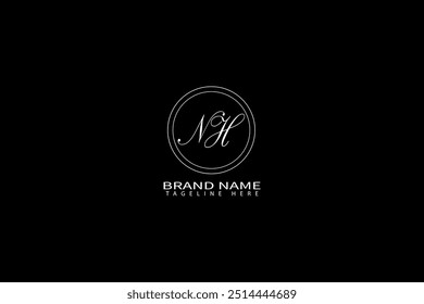 NH Letter Logo Design. Initial letters NH logo icon. Abstract letter NH N H minimal logo design template. N H Letter Design Vector with black Colors. NH logo,