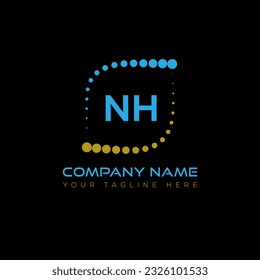 NH letter logo design on black background. NH creative initials letter logo concept. NH unique design.
