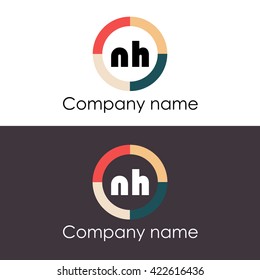 NH letters business logo icon design template. Vector with four