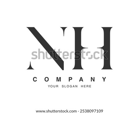 NH logo design. Initial letter n and h serif font style. Creative classic company name typography. Trendy logotype or identity. Vector illustration.