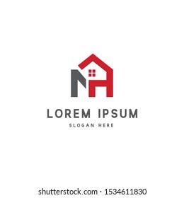 NH logo design vector template, real estate logo design