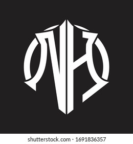 NH Logo monogram with emblem and circle rounded design template