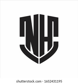 NH Logo monogram with emblem shield shape design isolated on white background
