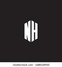 NH Logo monogram with hexagon shape style design template isolated on black background