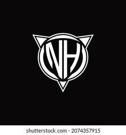 NH Logo monogram isolated with circle shape and three arrow design template