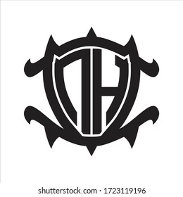 NH Logo monogram isolated with frame shield shape design template