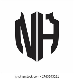 NH Logo Shield style Monogram design template on white background