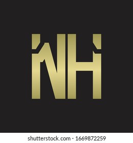 NH Logo with squere shape design template with gold colors