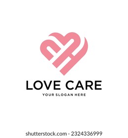 NH Love Logo Design Vector