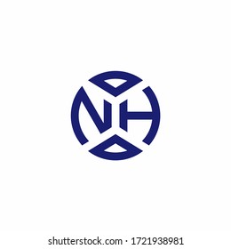 NH monogram logo with abstract shapes in modern style design template